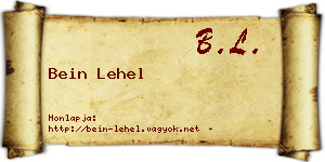 Bein Lehel névjegykártya